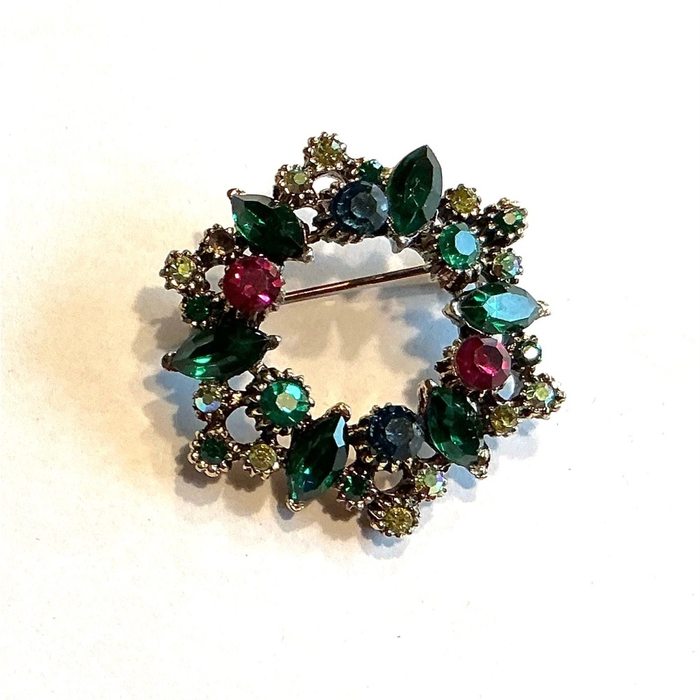 Vintage Multicolor Rhinestone Brooch